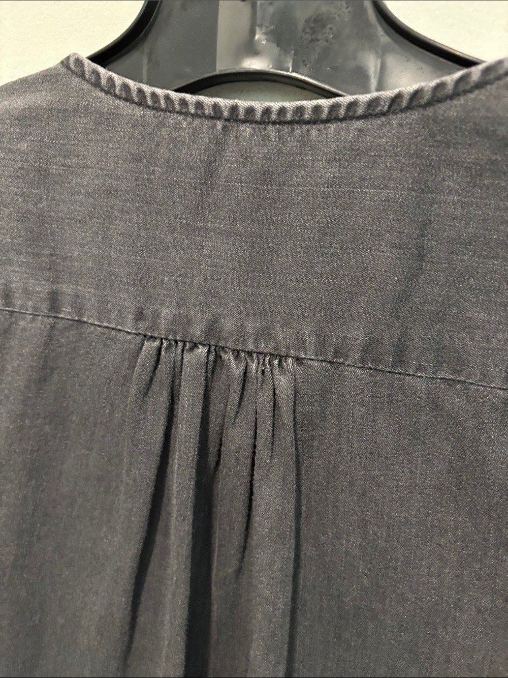 Madewell Black Denim Wrap Tie Front Blouse Puff Sleeve Size L - Picture 10 of 15